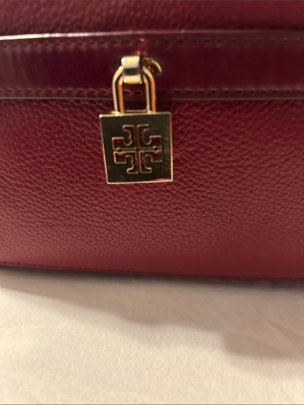 Tory Burch Burgundy Leather Satchel with Gold Hardware in EUC Retail $595 - Picture 2 of 14
